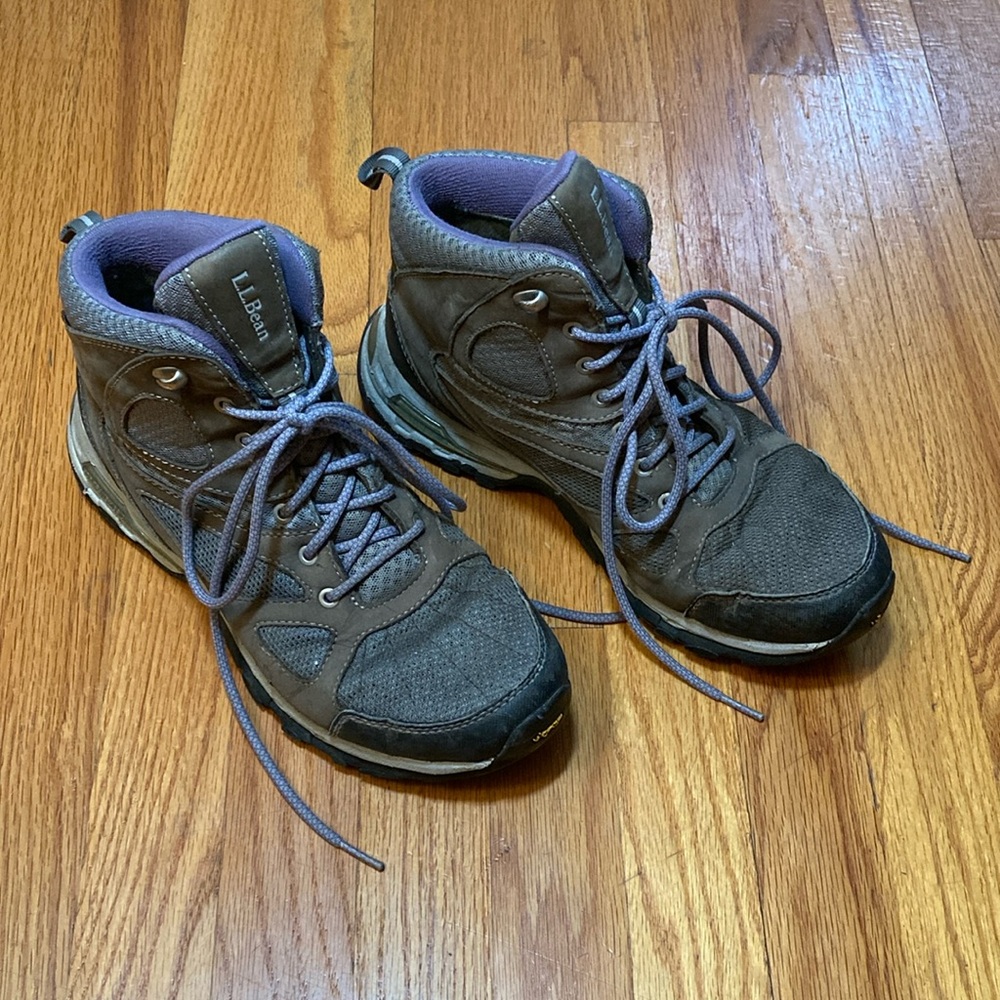 L.L. Bean Gray & Purple Summer Durable Hiking Boots Outdoor - Women's 9.5